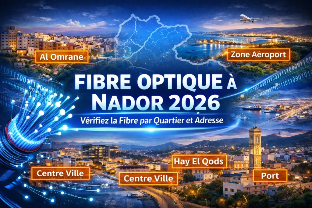 Fibre optique à Nador 2026 – Vérifier la fibre à Al Omrane, Centre Ville, Hay El Qods, Zone Aéroport et Port