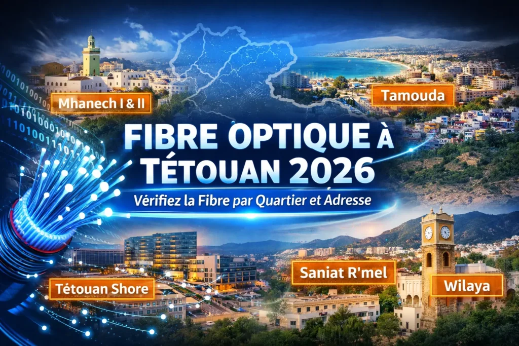 Fibre optique à Tétouan 2026 – Vérifier la fibre à Tamouda, Mhanech I & II, Saniat R’mel, Wilaya et Tétouan Shore