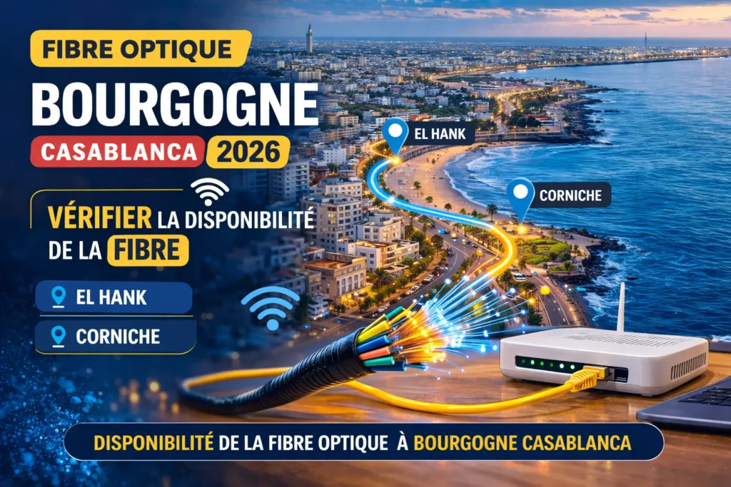 Fibre optique à Bourgogne Casablanca 2026 – vérifier la disponibilité fibre dans les quartiers El Hank et Corniche.