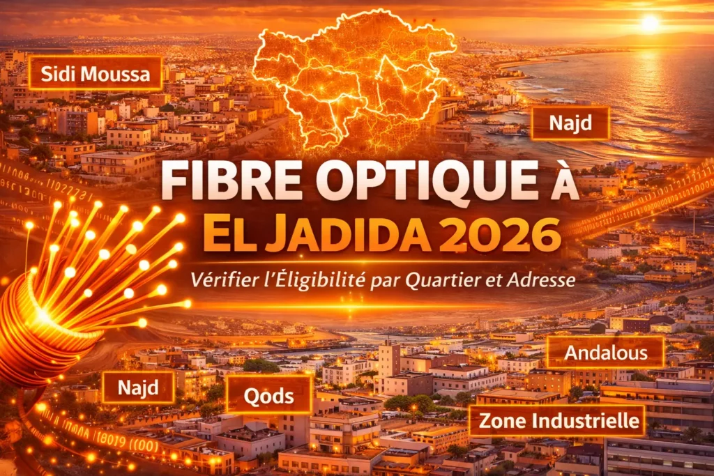 fibre optique Dakhla 2026 disponibilité par quartier Hay Qods Bloc 100 Logements FTTH Maroc