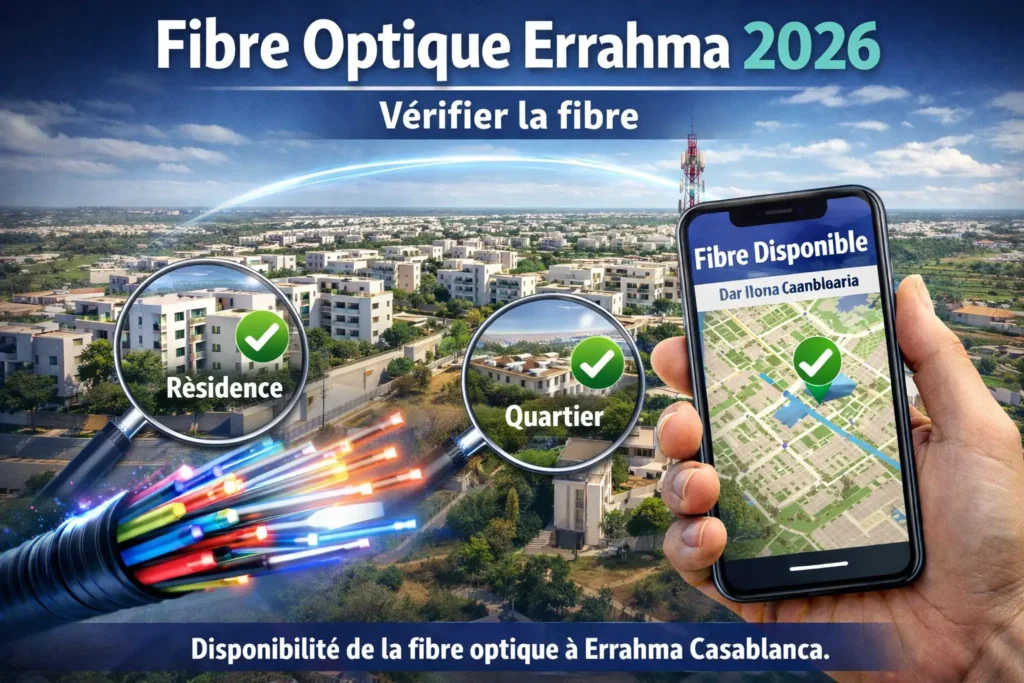 Fibre optique à Errahma Casablanca 2026 – vérifier la disponibilité fibre dans les résidences et quartiers.
