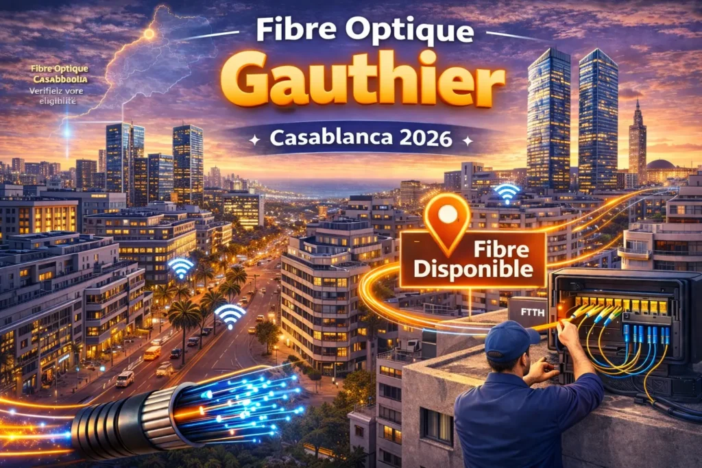 Fibre optique Gauthier Casablanca – disponibilité internet FTTH dans les immeubles du quartier.