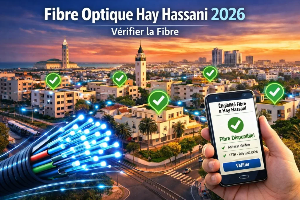 Fibre optique à Hay Hassani Casablanca 2026 – vérifier la disponibilité fibre dans les quartiers et résidences.