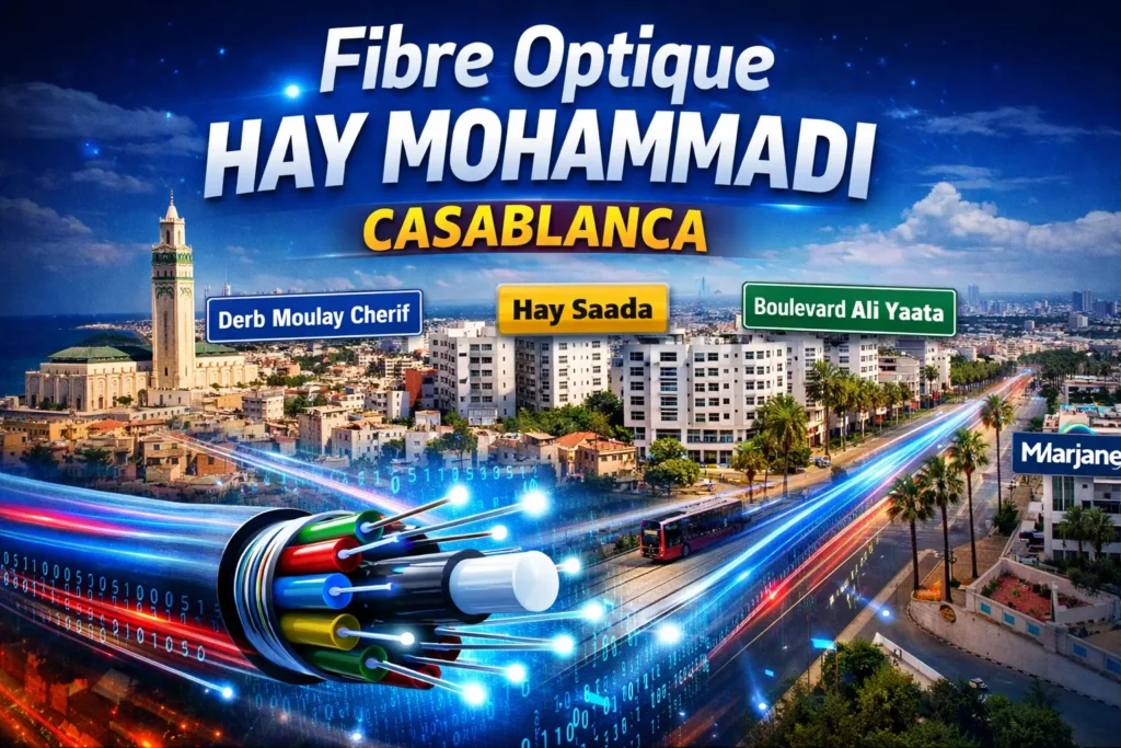 Fibre optique Hay Mohammadi Casablanca vérifier la fibre Boulevard Ali Yaata et Derb Moulay Cherif