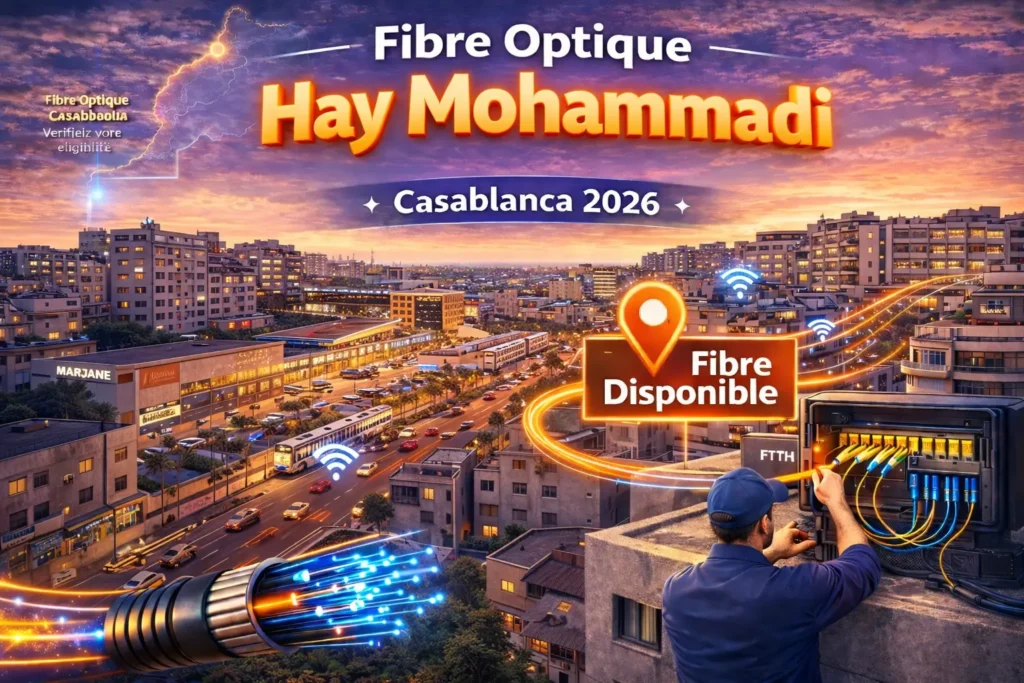 Fibre optique Hay Mohammadi Casablanca – disponibilité internet FTTH dans les immeubles du quartier.