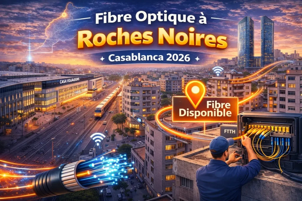 Fibre optique à Roches Noires Casablanca 2026 – vérifier la disponibilité fibre dans les quartiers Belvédère et Gironde.