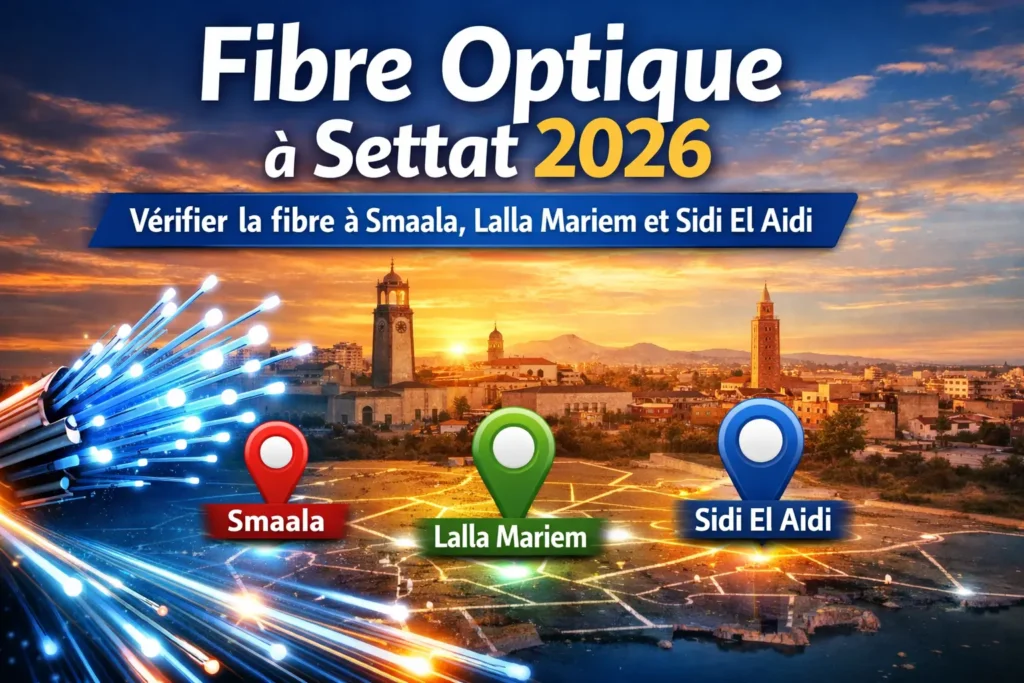 Fibre optique à Settat 2026 avec disponibilité à Smaala, Lalla Mariem et Sidi El Aidi – Test fibre rapide et vérification WhatsApp
