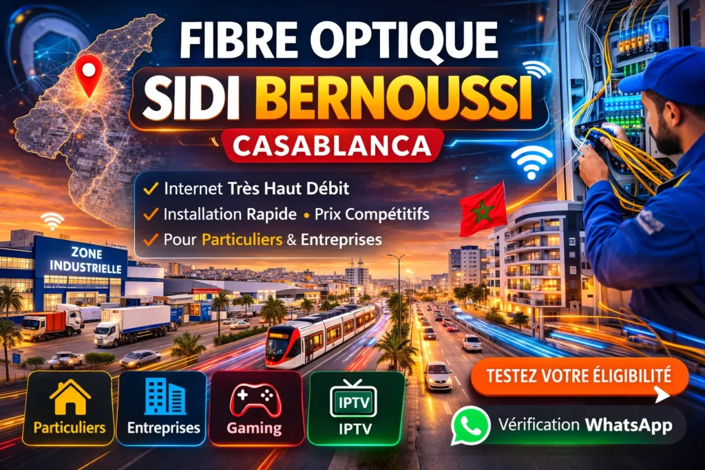 Fibre optique Sidi Bernoussi Casablanca – disponibilité internet FTTH dans les quartiers Mansour et Al Qods