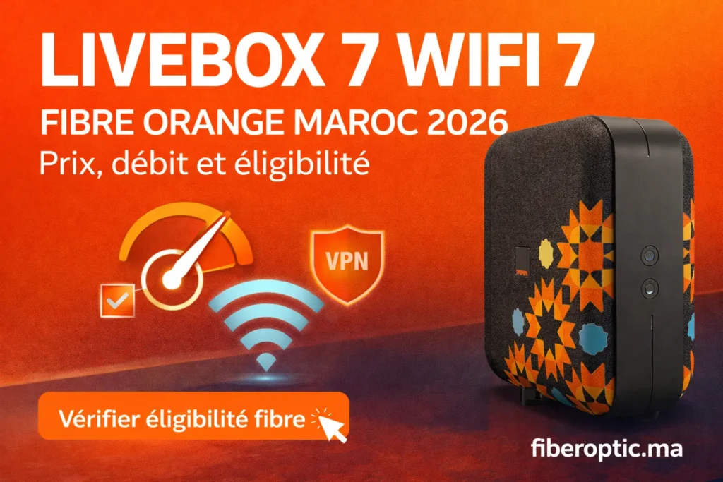 Livebox 7 WiFi 7 Maroc box fibre Orange 2026 avec internet ultra rapide et test d’éligibilité fibre