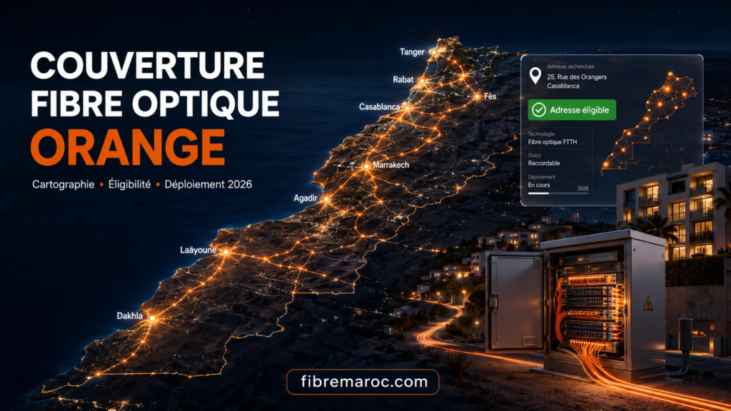 Carte de couverture Fibre Optique Orange au Maroc, éligibilité et déploiement FTTH en 2026