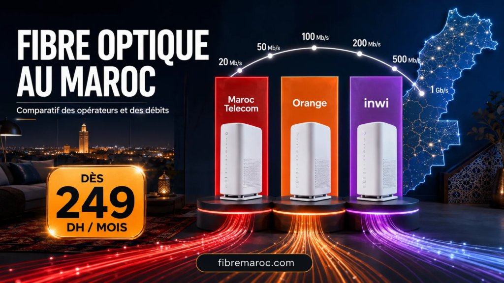 Comparatif Fibre Optique au Maroc entre Maroc Telecom, Orange et inwi dès 249 DH par mois