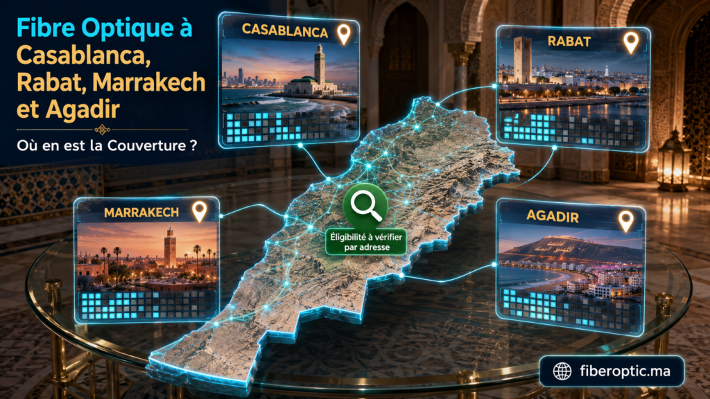 Couverture Fibre Optique à Casablanca, Rabat, Marrakech et Agadir avec