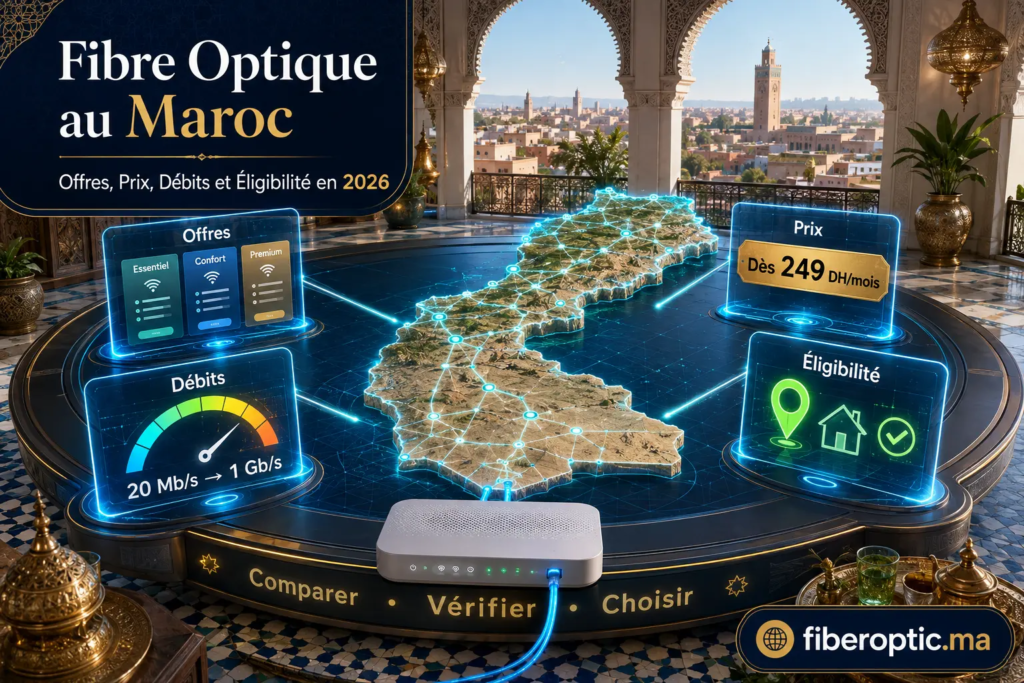Fibre Optique au Maroc en 2026 avec les offres, prix, débits et test d’éligibilité