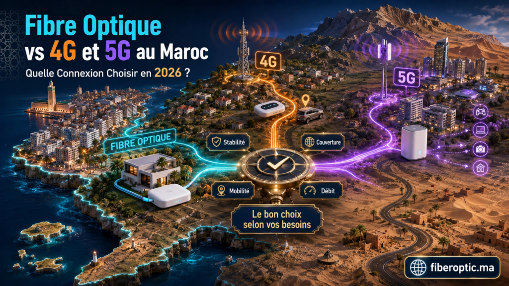 Fibre Optique vs 4G et 5G au Maroc : comparaison pour choisir sa connexion Internet en 2026