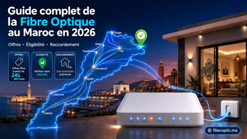 Guide complet de la Fibre Optique au Maroc en 2026 : offres dès 249 DH, éligibilité et raccordement