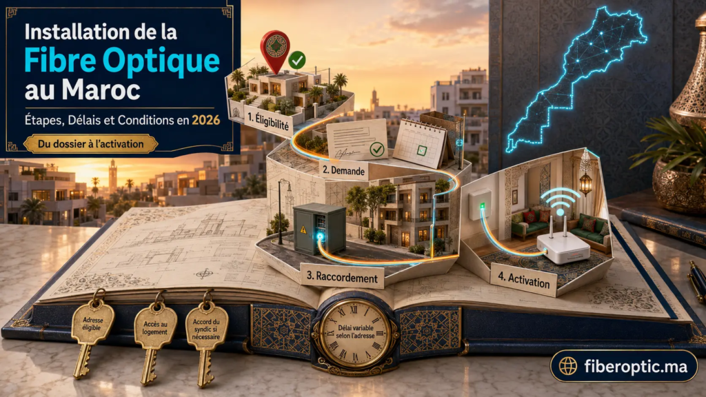 ALT: Installation de la Fibre Optique au Maroc en 2026 : éligibilité, demande, raccordement et activation